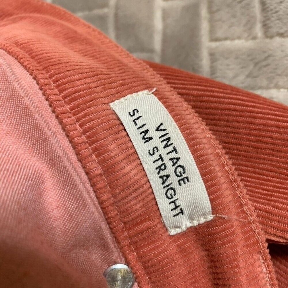 J Crew Womens 32 Corduroy Jeans Coral Orange Slim Straight High Rise Stretch - Picture 6 of 13